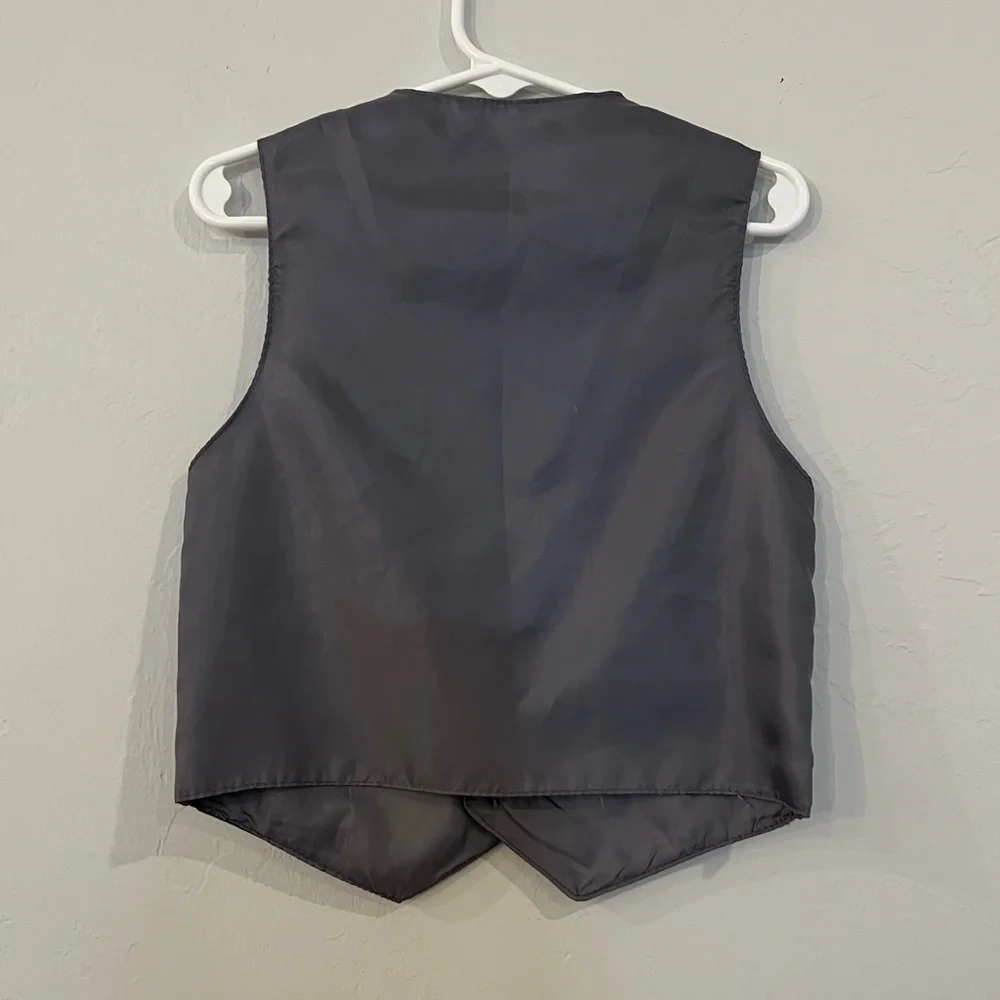Kids Gray Pinstripe Toddler Boy Suit Vest Pocket Square Size 2T